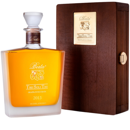 Grappa-Berta-Tre-Soli-Tre-cassa-legno-cl.70